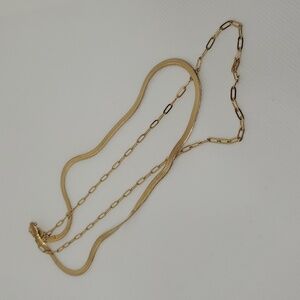 Double layer necklace/paper clip/snake chain